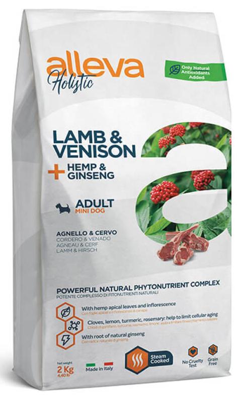 Беззерновой корм Alleva Holistic Mini для взрослых собак мелких пород, ягненок и оленина